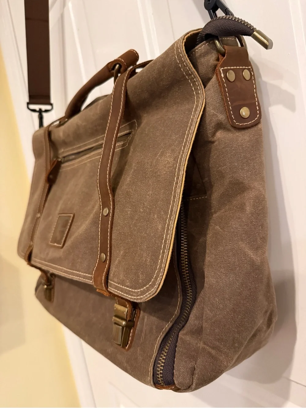Vintage ZB Messenger Bag waterproof canvas and leather